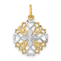 Load image into Gallery viewer, 14K w/Rhodium Center Flower and Heart Charm
