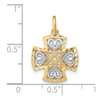 Load image into Gallery viewer, 14K w/Rhodium Hearts and D/C Maltese Cross Charm
