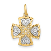 Load image into Gallery viewer, 14K w/Rhodium Hearts and D/C Maltese Cross Charm
