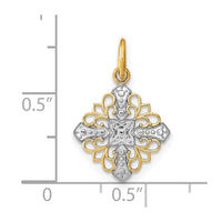 Load image into Gallery viewer, 14K w/Rhodium and  D/C Filigree Medallion Charm
