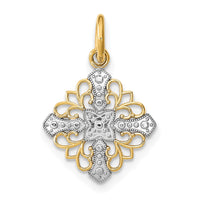 Load image into Gallery viewer, 14K w/Rhodium and  D/C Filigree Medallion Charm
