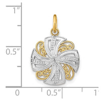 Load image into Gallery viewer, 14K w/Rhodium Pinwheel Medallion Charm
