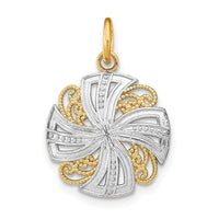 Load image into Gallery viewer, 14K w/Rhodium Pinwheel Medallion Charm
