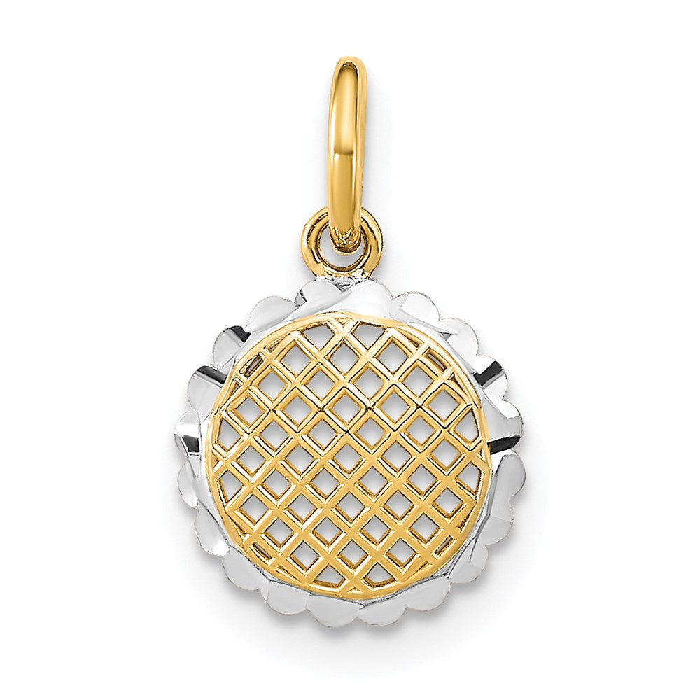 14K w/Rhodium D/C Mini Sunflower Charm