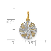 Load image into Gallery viewer, 14K w/Rhodium and D/C Mini Pinwheel Medallion Charm
