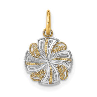 Load image into Gallery viewer, 14K w/Rhodium and D/C Mini Pinwheel Medallion Charm
