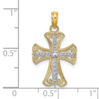 Load image into Gallery viewer, 14K W/ Rhodium Textured Cross Charm

