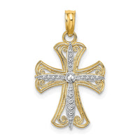 Load image into Gallery viewer, 14K W/ Rhodium Textured Cross Charm
