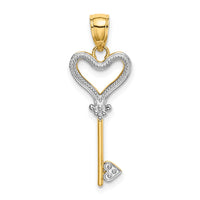 Load image into Gallery viewer, 14k w/Rhodium Key w/Heart Charm
