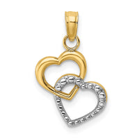 Load image into Gallery viewer, 14k w/ Rhodium Polished and Textured Intertwined Hearts Charm

