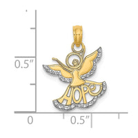 Load image into Gallery viewer, 14K w/Rhodium Polished/Textured Cut-Out HOPE Angel Charm

