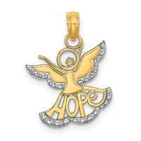 Load image into Gallery viewer, 14K w/Rhodium Polished/Textured Cut-Out HOPE Angel Charm
