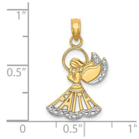 Load image into Gallery viewer, 14K w/Rhodium Polished and Textured Angel W/ Faith Charm
