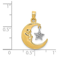 Load image into Gallery viewer, 14k Two-Tone Polished Half Moon and Star Pendant
