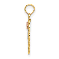 Load image into Gallery viewer, 14k Two-Tone w/White Rhodium MOM Heart w/Flower Charm
