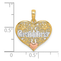 Load image into Gallery viewer, 14k Two-tone White Rhodium GRANDMA In Filigree Heart Charm
