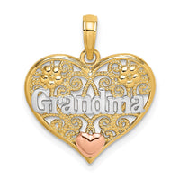 Load image into Gallery viewer, 14k Two-tone White Rhodium GRANDMA In Filigree Heart Charm
