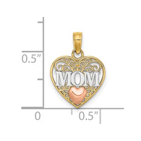 Load image into Gallery viewer, 14K Two-tone w/White Rhodium Polished MOM  in Heart Pendant

