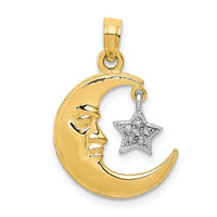 Load image into Gallery viewer, 14k Two-Tone Polished Half Moon and Star Pendant
