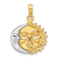 Load image into Gallery viewer, 14k Two-Tone Solid Polished Reversible Sun and Moon Pendant
