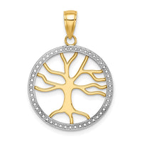 Load image into Gallery viewer, 14k w/Rhodium Large Tree of Life Round Frame Charm
