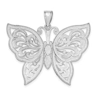 Load image into Gallery viewer, 14K White Gold Large Diamond-cut Beaded Butterfly Charm
