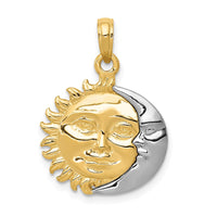 Load image into Gallery viewer, 14k Two-Tone Solid Polished Reversible Sun and Moon Pendant
