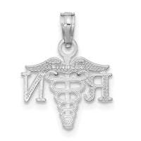 Load image into Gallery viewer, 14K White Gold White Gold Textured RN Caduceus Charm
