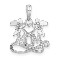 Load image into Gallery viewer, 14K White Gold MOM w/ 2 Angels Holding Heart Charm
