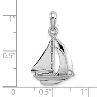 Load image into Gallery viewer, 14K White Gold Polished 3-D Sailboat Charm

