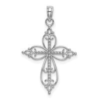 Load image into Gallery viewer, 14K White Gold Beaded Cross Charm
