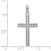 Load image into Gallery viewer, 14K White Gold Beaded Block Cross Charm
