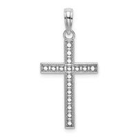 Load image into Gallery viewer, 14K White Gold Beaded Block Cross Charm

