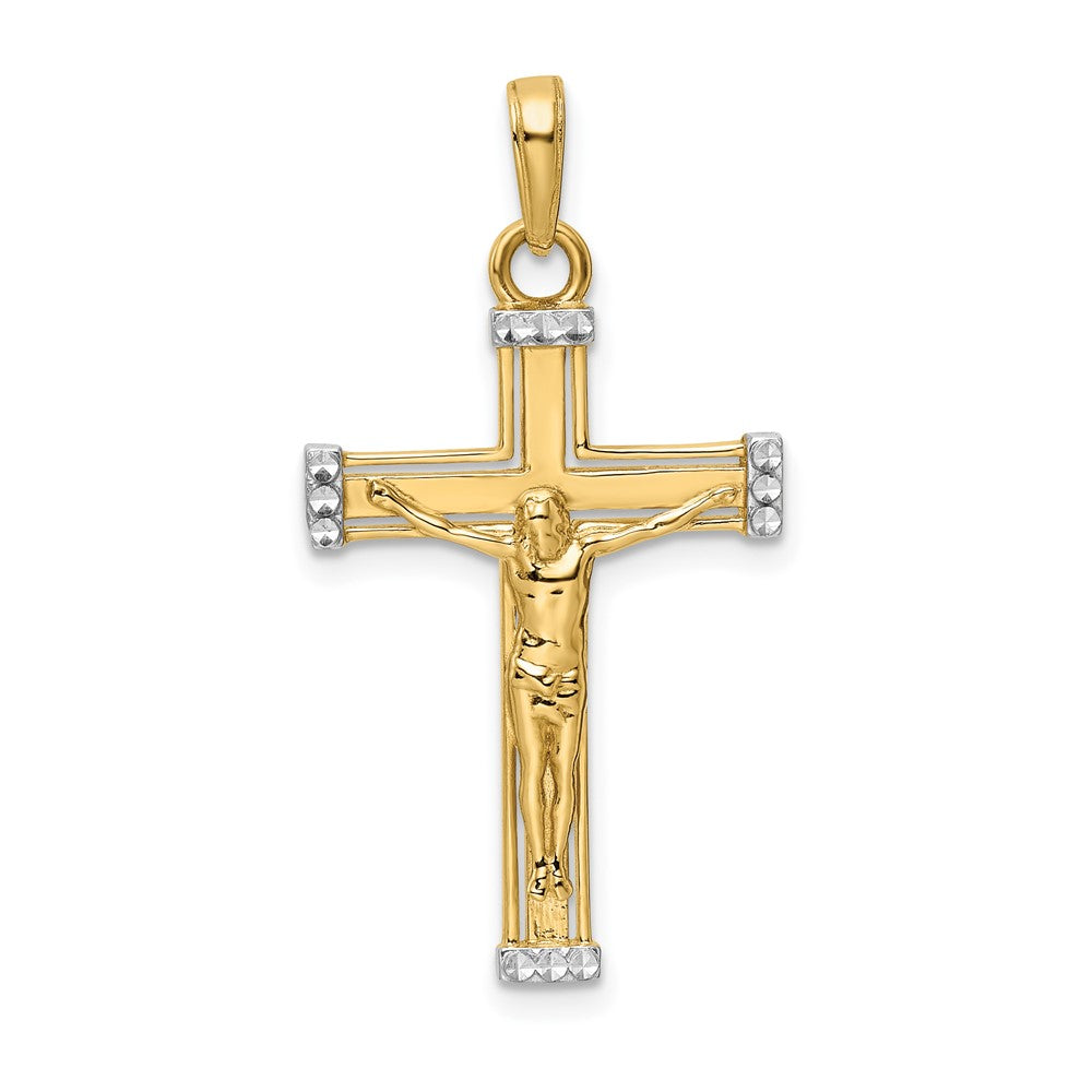 14K w/Rhodium D/C Crucifix Pendant