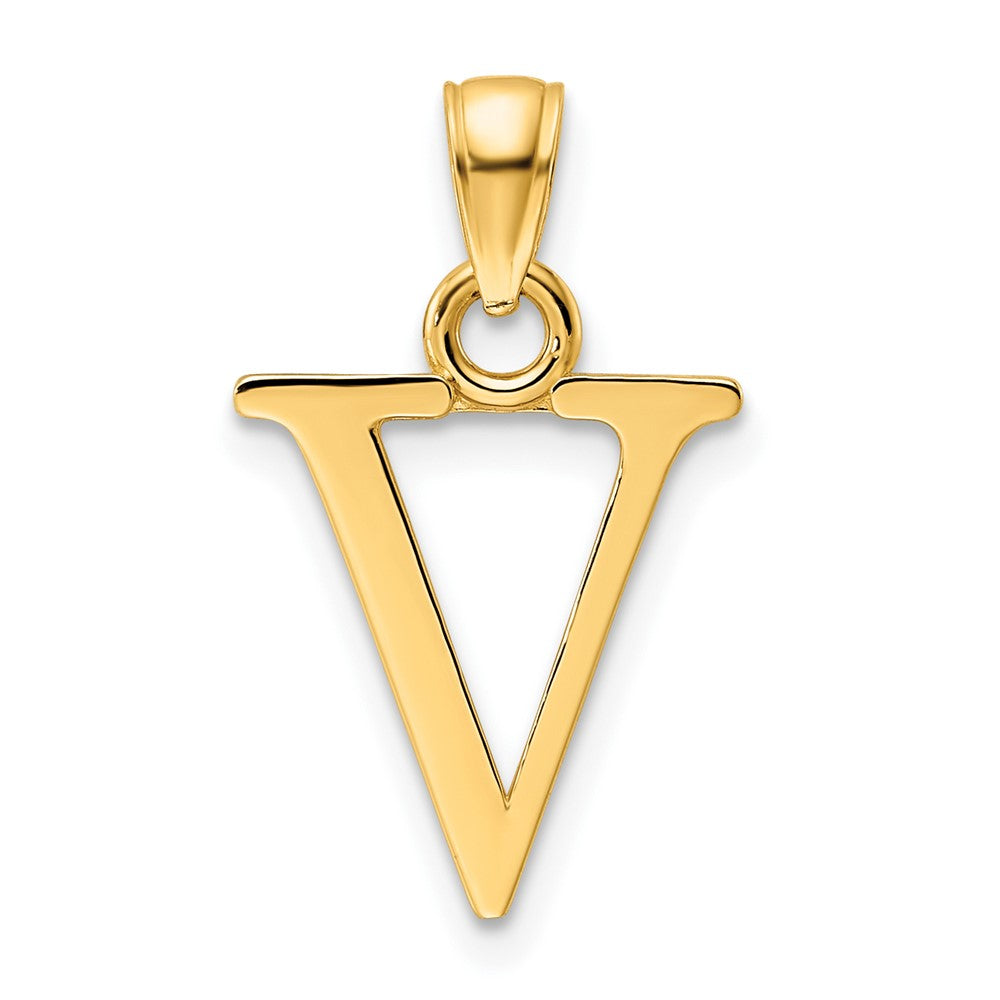 14K Polished Letter V Pendant