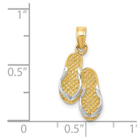 Load image into Gallery viewer, 14k  3D w/Rhodium Solid Polished Sandals Pendant
