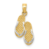 Load image into Gallery viewer, 14k  3D w/Rhodium Solid Polished Sandals Pendant
