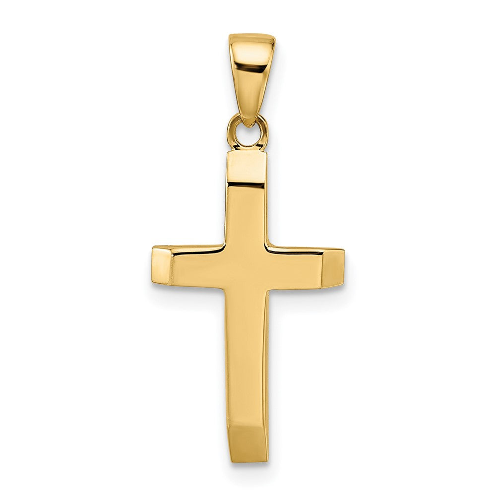 14K Polished Tapered Ends Hollow Cross Pendant