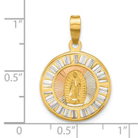 Load image into Gallery viewer, 14K Rose and White-plated Polished CZ Baguettes Mary Round Pendant
