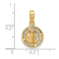 Load image into Gallery viewer, 14K Rose and White Rhodium Polished CZ Mary Round Pendant
