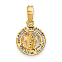 Load image into Gallery viewer, 14K Rose and White Rhodium Polished CZ Mary Round Pendant
