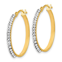 Load image into Gallery viewer, 14K Crystals Polished Hoop Earrings
