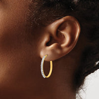 Load image into Gallery viewer, 14K Crystals Polished Hoop Earrings
