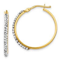 Load image into Gallery viewer, 14K Crystals Polished Hoop Earrings
