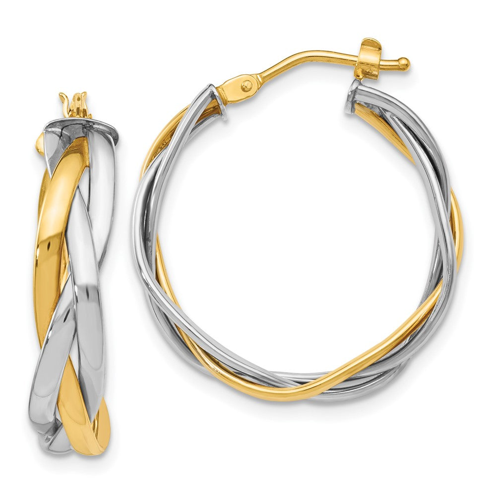 14K with Rhodium Braided Hoop Earrings