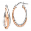 14K Rose and White Gold Polished Fancy Hoop Earrings