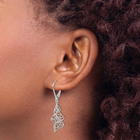Load image into Gallery viewer, 14K White Gold Textured Leverback Earrings
