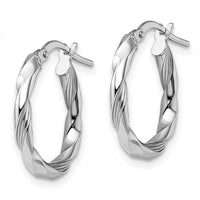 Load image into Gallery viewer, 14K White Gold Polished and Textured Hoop Earrings
