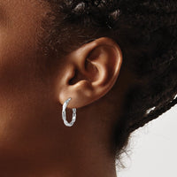Load image into Gallery viewer, 14K White Gold Polished and Textured Hoop Earrings

