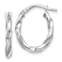 Load image into Gallery viewer, 14K White Gold Polished and Textured Hoop Earrings
